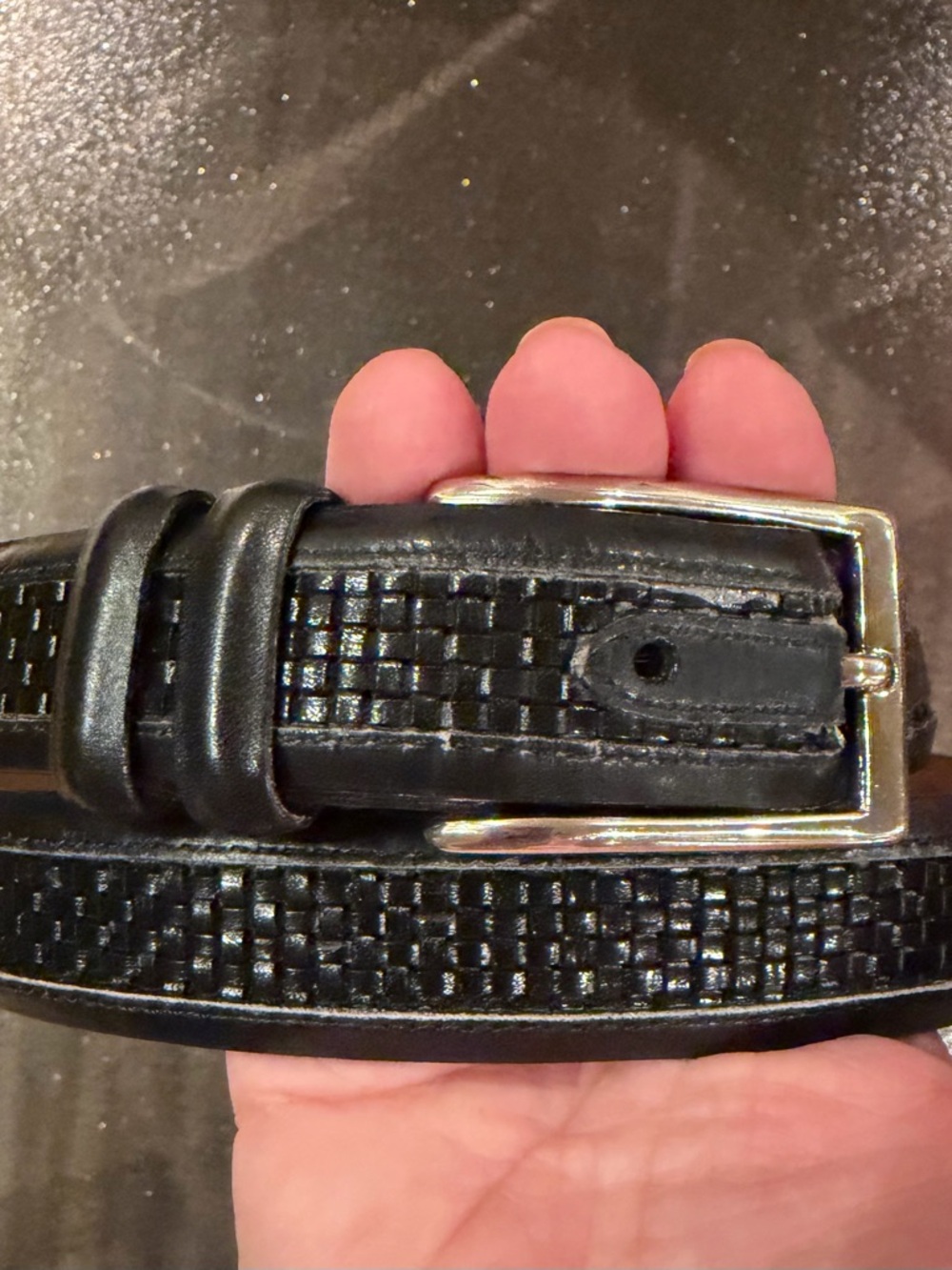 Allen Edmonds Black Woven Calfskin Leather Belt - Brass Buckle Men’s Size 42.
